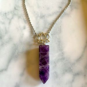 Purple Amethyst Crystal Point Pendant Necklace